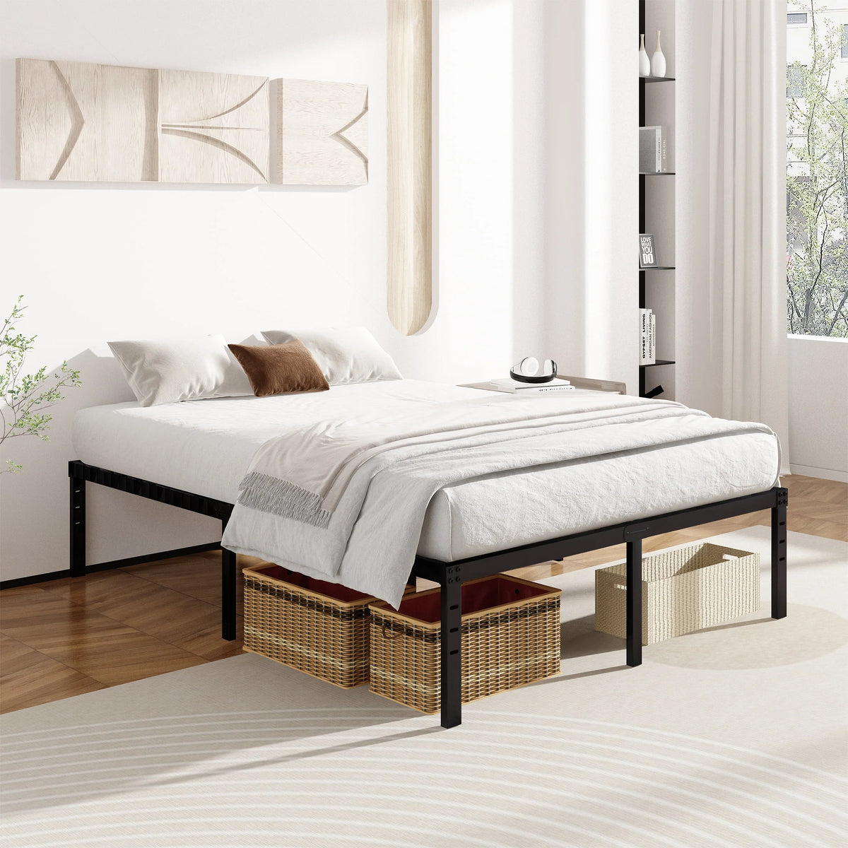 King Size 14 Inches High Bed Frame with Storage F852