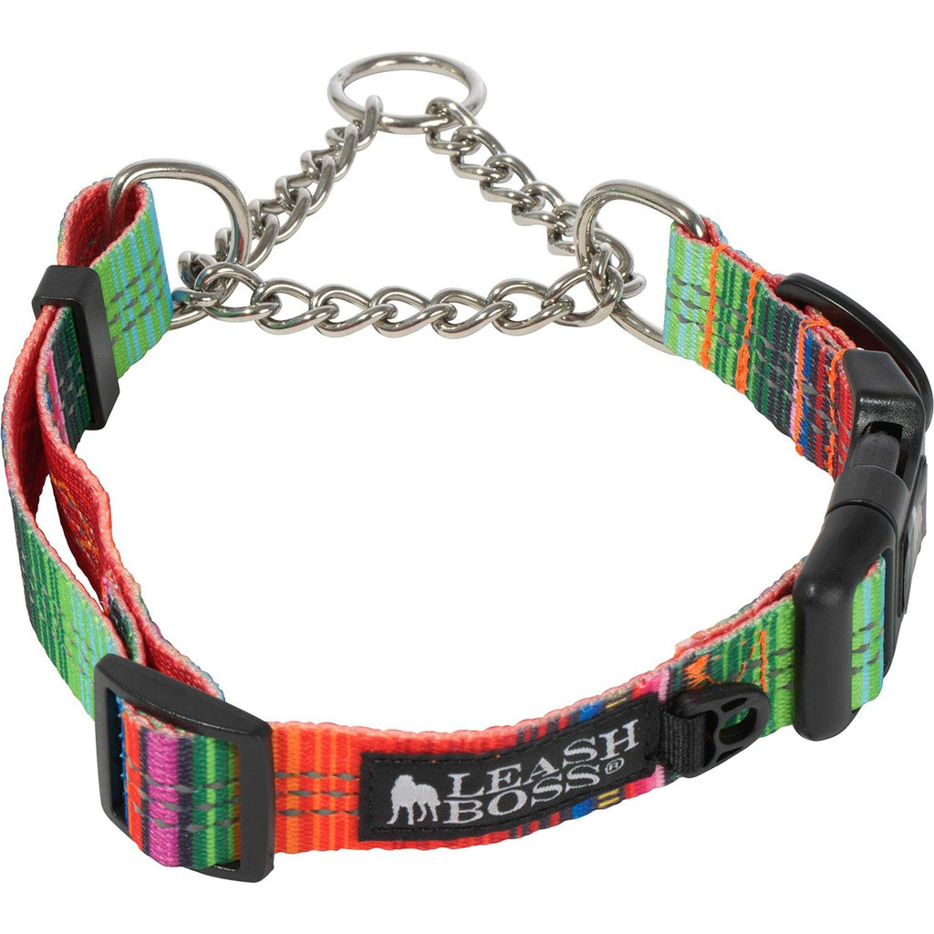 Patterned Reflective Chain Martingale Dog Collar Q224333