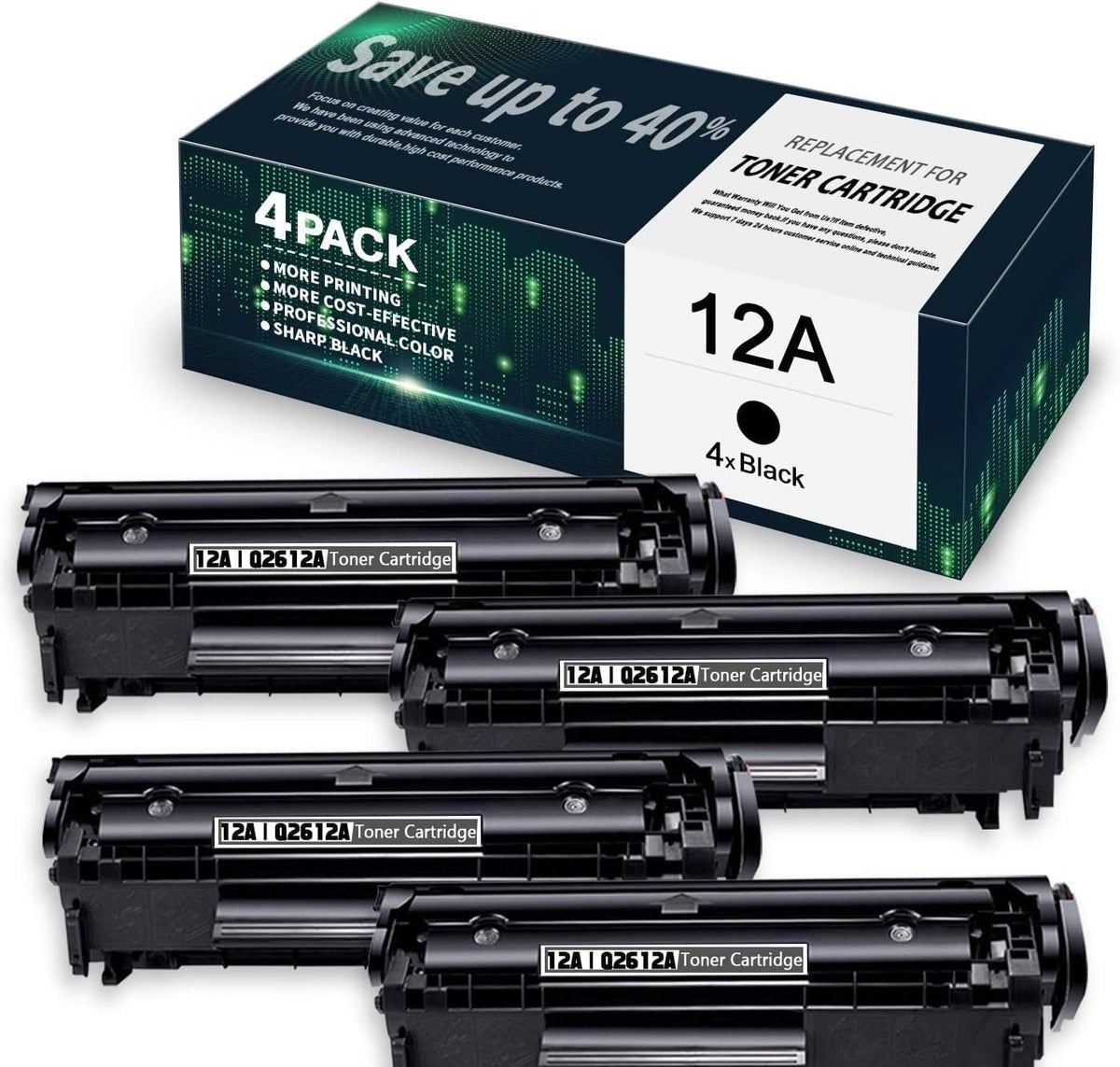 4-Pack Black Compatible Toner Cartridges for HP Printers D5392