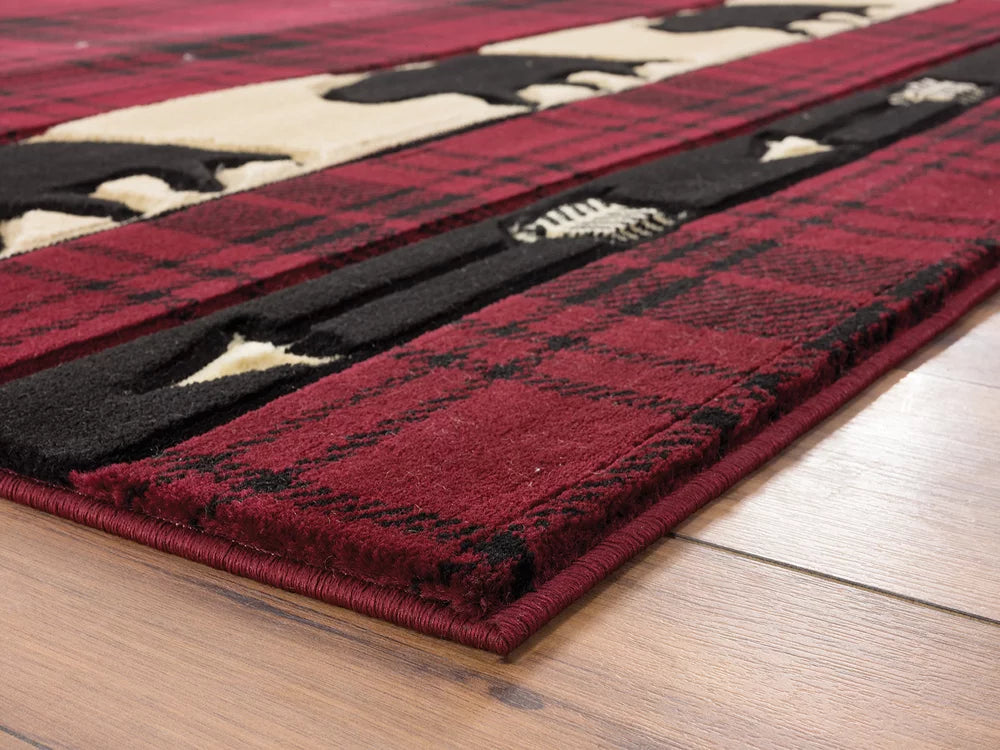 Burgundy Plaid 5' 3" x 7' 6" Rectangle Area Rug F269938