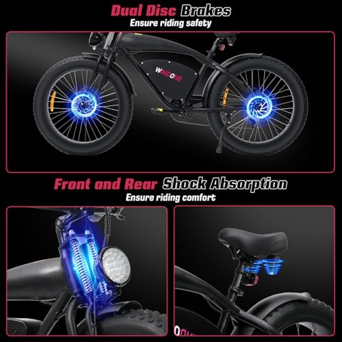 Electric Bike with 48V 13Ah/15Ah Battery, 20"/26'' Fat Tires H2793