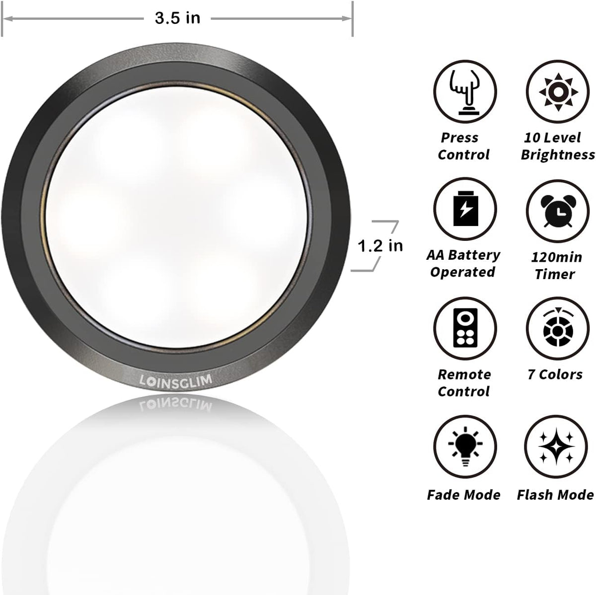 10 Pack 7 Colors Dimmable LED Puck Lights with Remote P51736