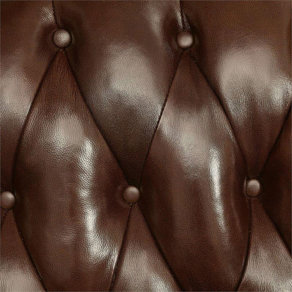 Dark Oak Top Grain Leather Tufted Sofa H564517