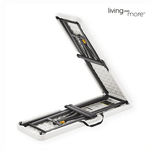 6 Foot Fold-in-Half Bench with Steel Frame, White X628929