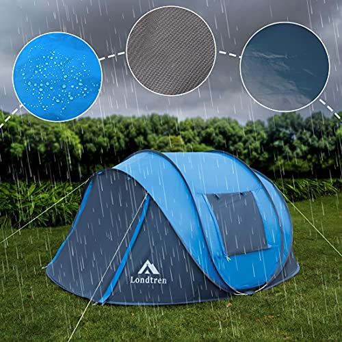 4 Person Pop Up Tent Waterproof Automatic Setup 2 Doors Instant Family Tent N292
