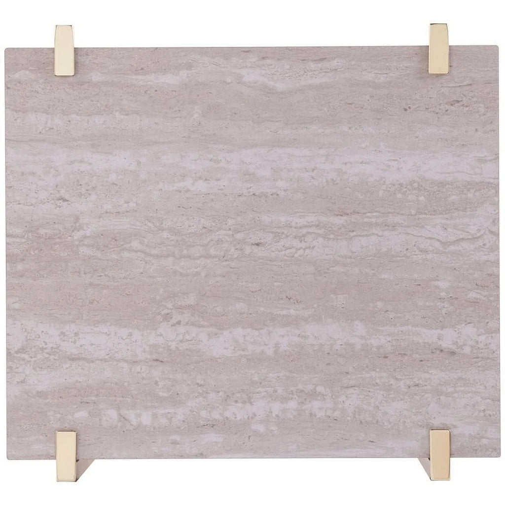 White Faux Marble Top End Table V95513