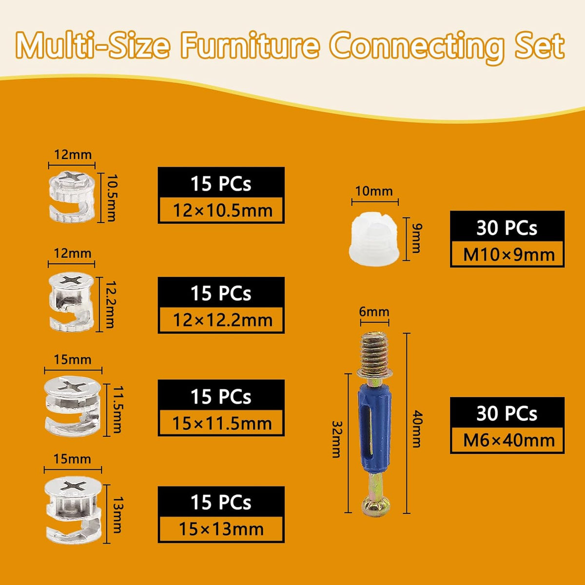 120Pcs 3 in 1 Cam Lock Fasteners T175670