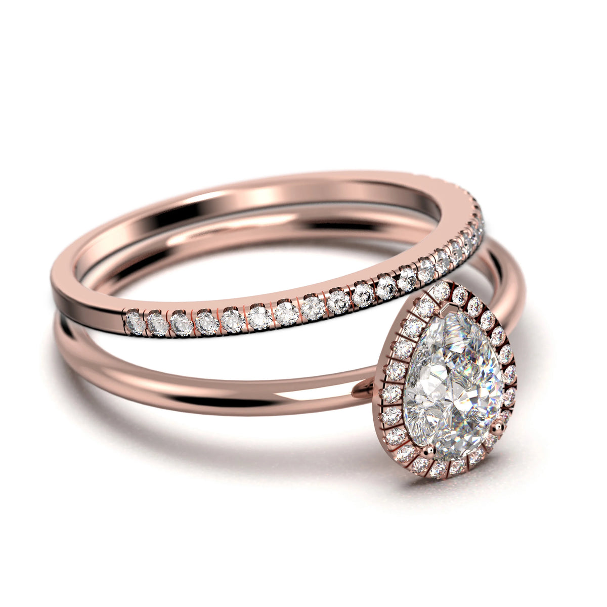 1.75 Carat Pear Cut Moissanite Engagement Ring in 925 Sterling Silver With 18k Rose Gold Plating I157906