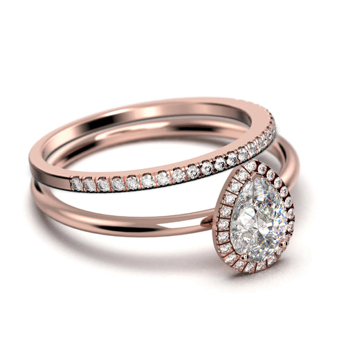 1.75 Carat Pear Cut Moissanite Engagement Ring in 925 Sterling Silver With 18k Rose Gold Plating I157906
