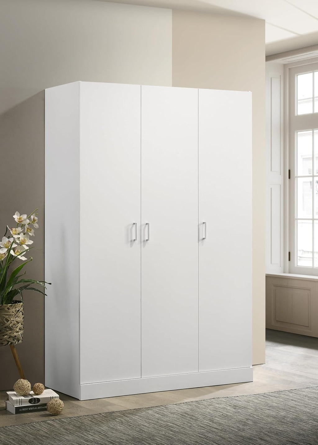 White 3 Doors Wooden Armoire Wardrobe W9596