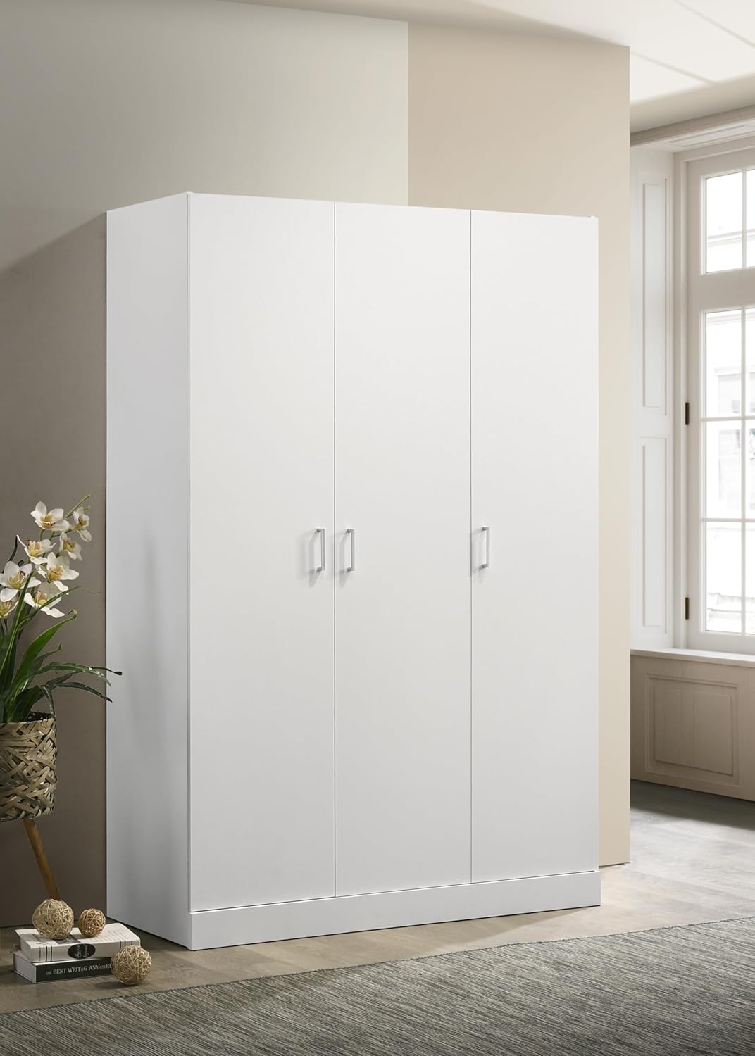 White 3 Doors Wooden Armoire Wardrobe W9596
