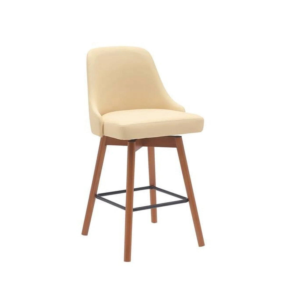 26 Inch Swivel Counter Stool Chair Cream Faux Leather N96702