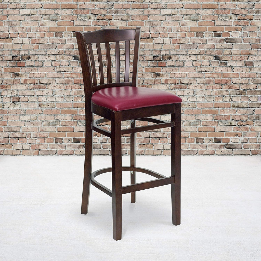 Black Vinyl Vertical Slat Back Barstool T95220