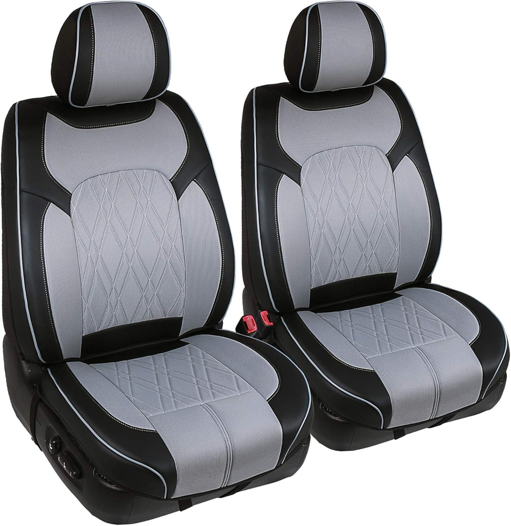 Black Faux Leather 3D Semi-Custom Car Seat Covers I772
