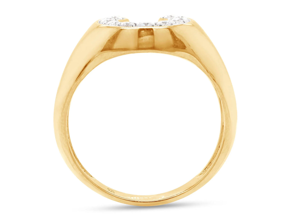14K Yellow Gold Over Sterling Silver Moissanite Horseshoe Ring D871