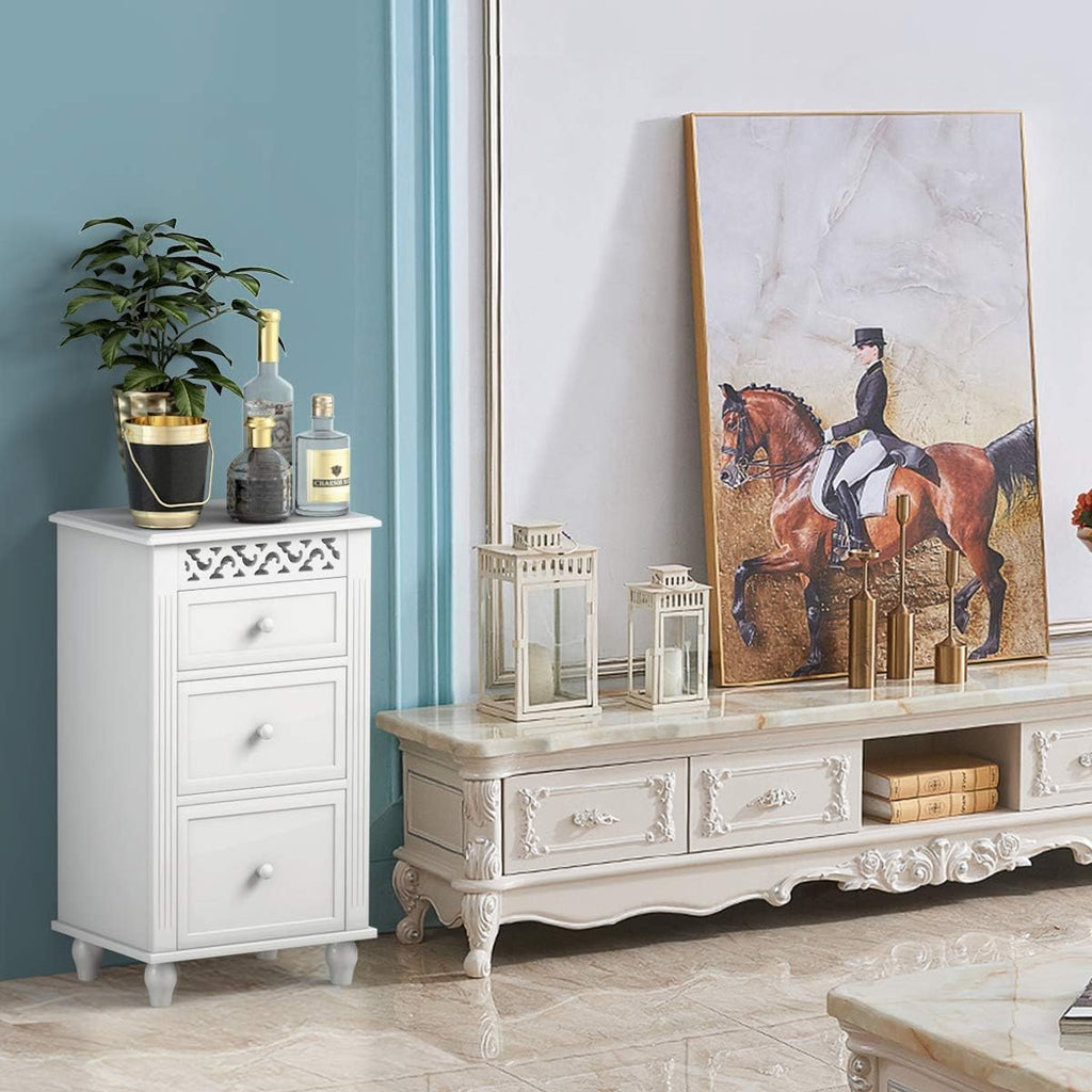 White 3 Drawer Wood Storage Cabinet T299