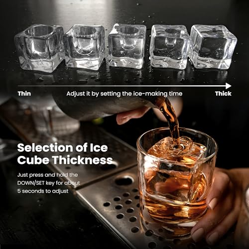 Clear Ice Cube Makers, 26Lbs/24H, Portable Countertop, Self-Cleaning, Black T38104