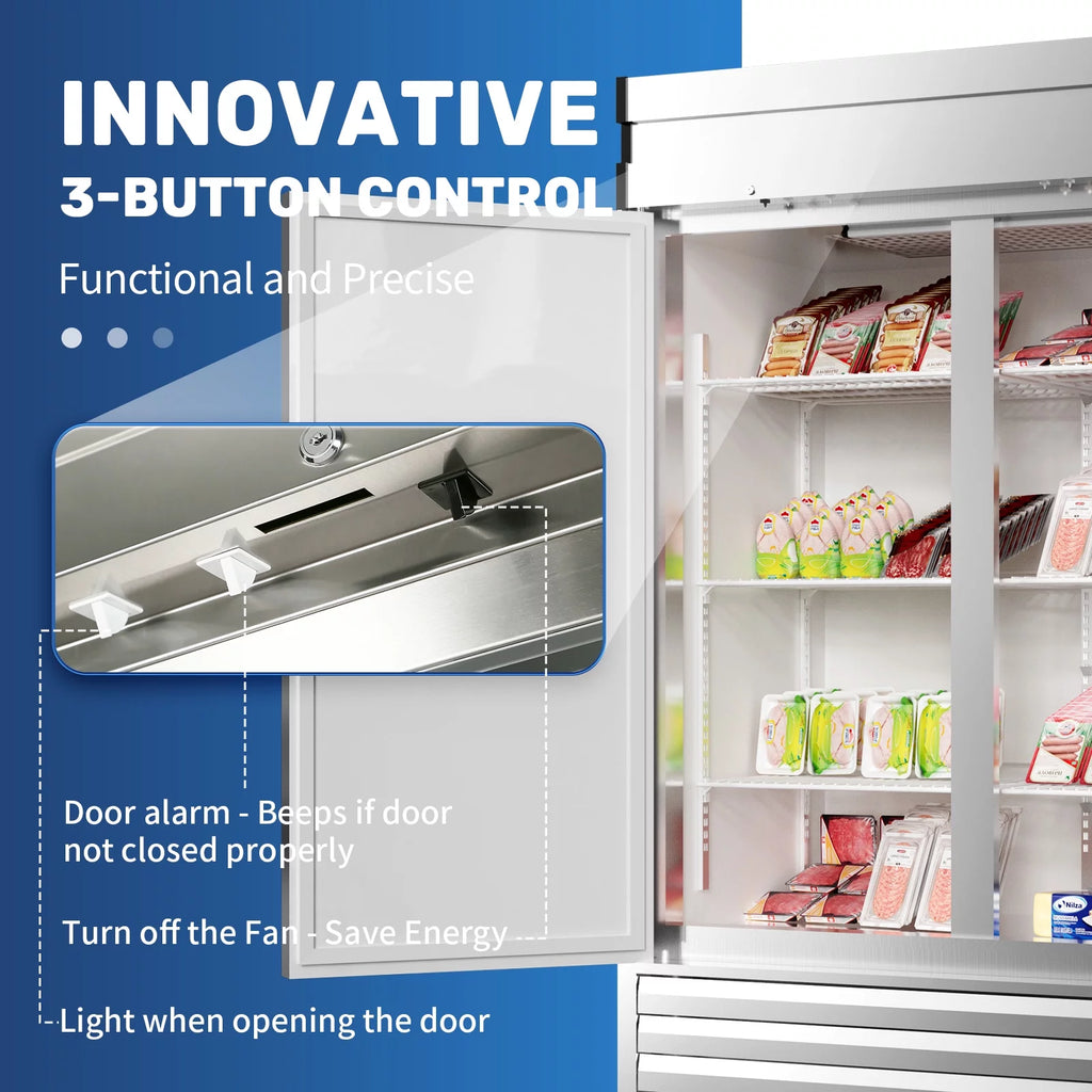 54 Cu.Ft 2-Door Stainless Steel Reach-in Commercial Refrigerator W116