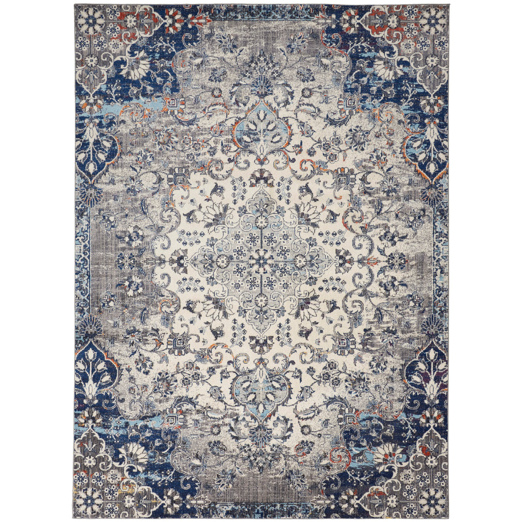 Ivory/Gray/Blue 6'-7" x 9'-6" Area Rug Z51864