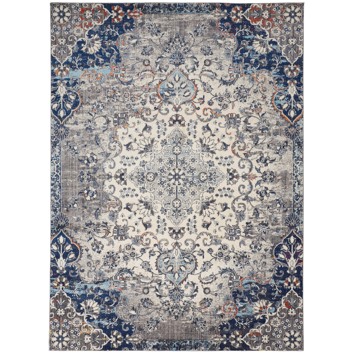 Ivory/Gray/Blue 6'-7" x 9'-6" Area Rug Z51864