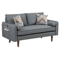 Gray Linen Loveseat Couch with USB Charging Ports E8707