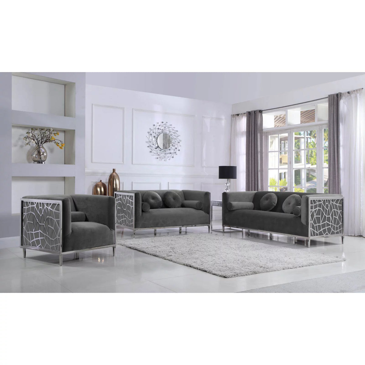 Black Velvet Loveseat Z5119