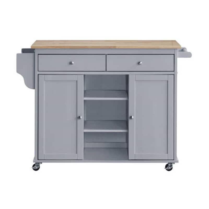 Kitchen Island Storage Cart with Natural Finish Top Z2580