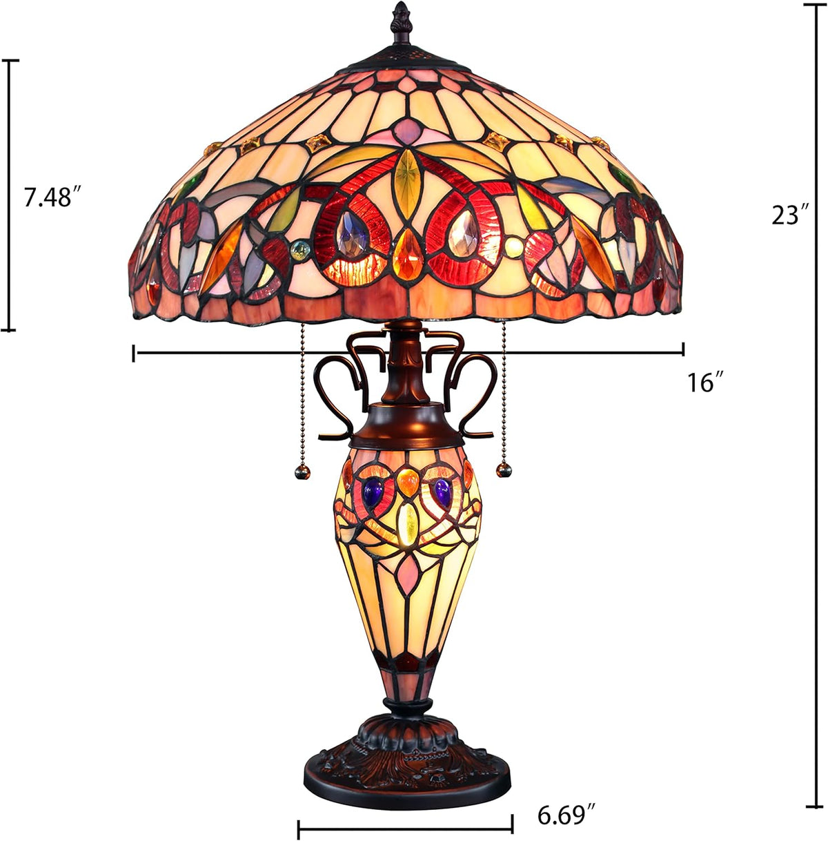 Dark Bronze 3 Light Double Lit Table Lamp 16" Shade Z524880