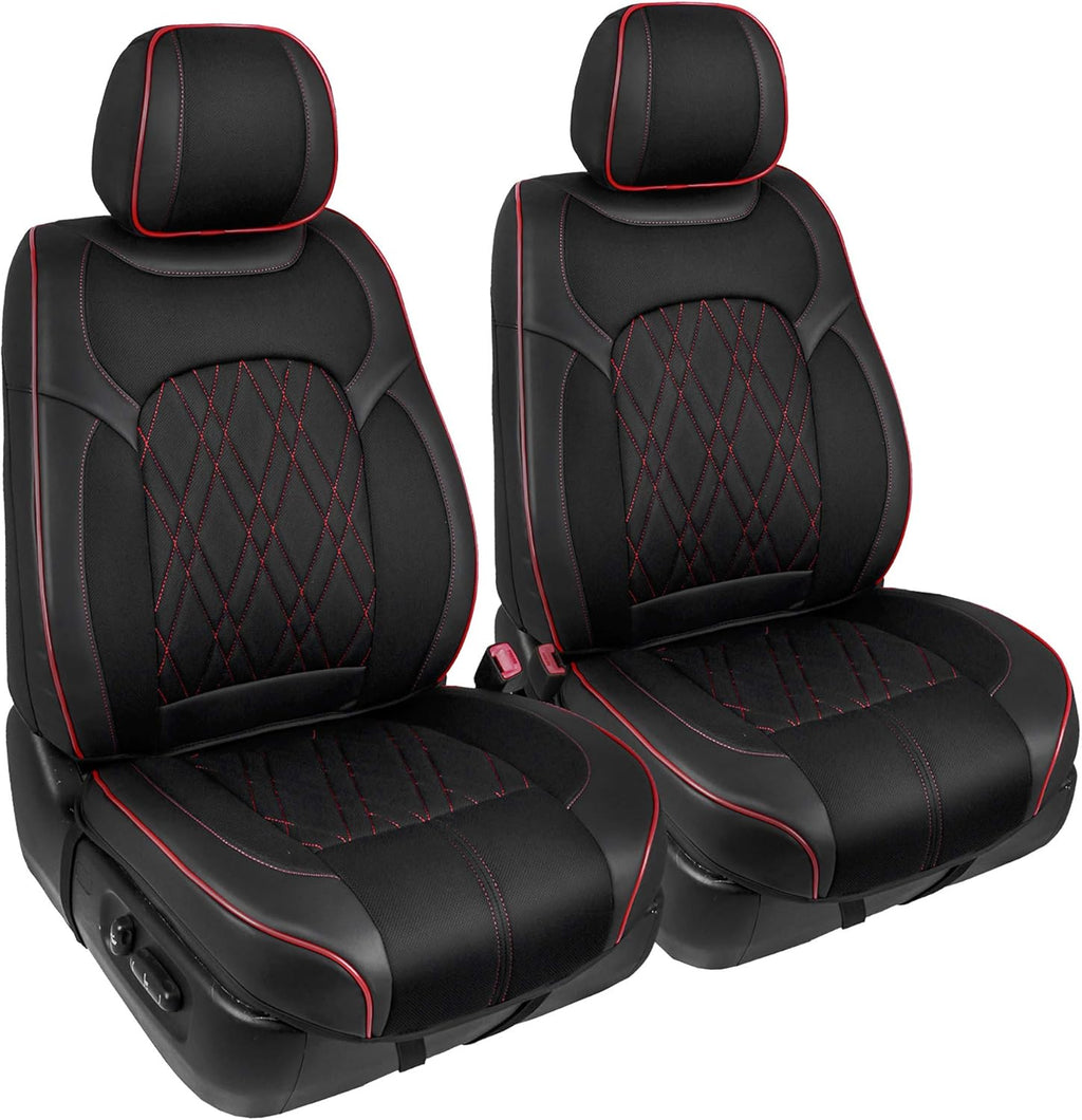 Black Faux Leather 3D Semi-Custom Car Seat Covers I772