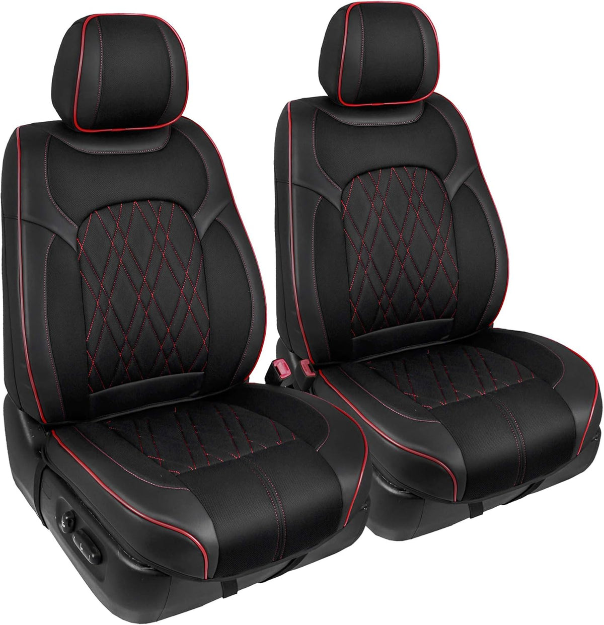Black Faux Leather 3D Semi-Custom Car Seat Covers I772