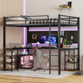 Full Size Metal Loft Bed with Desk and Wardrobe P69075
