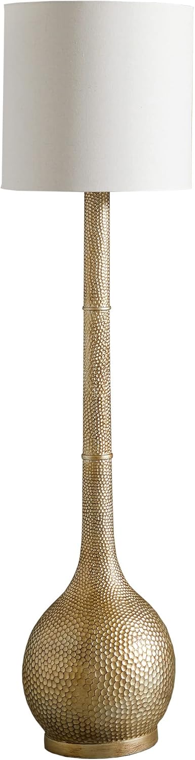 Hammered Metal Floor Lamp with Linen Shade J6957