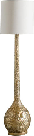Hammered Metal Floor Lamp with Linen Shade J6957