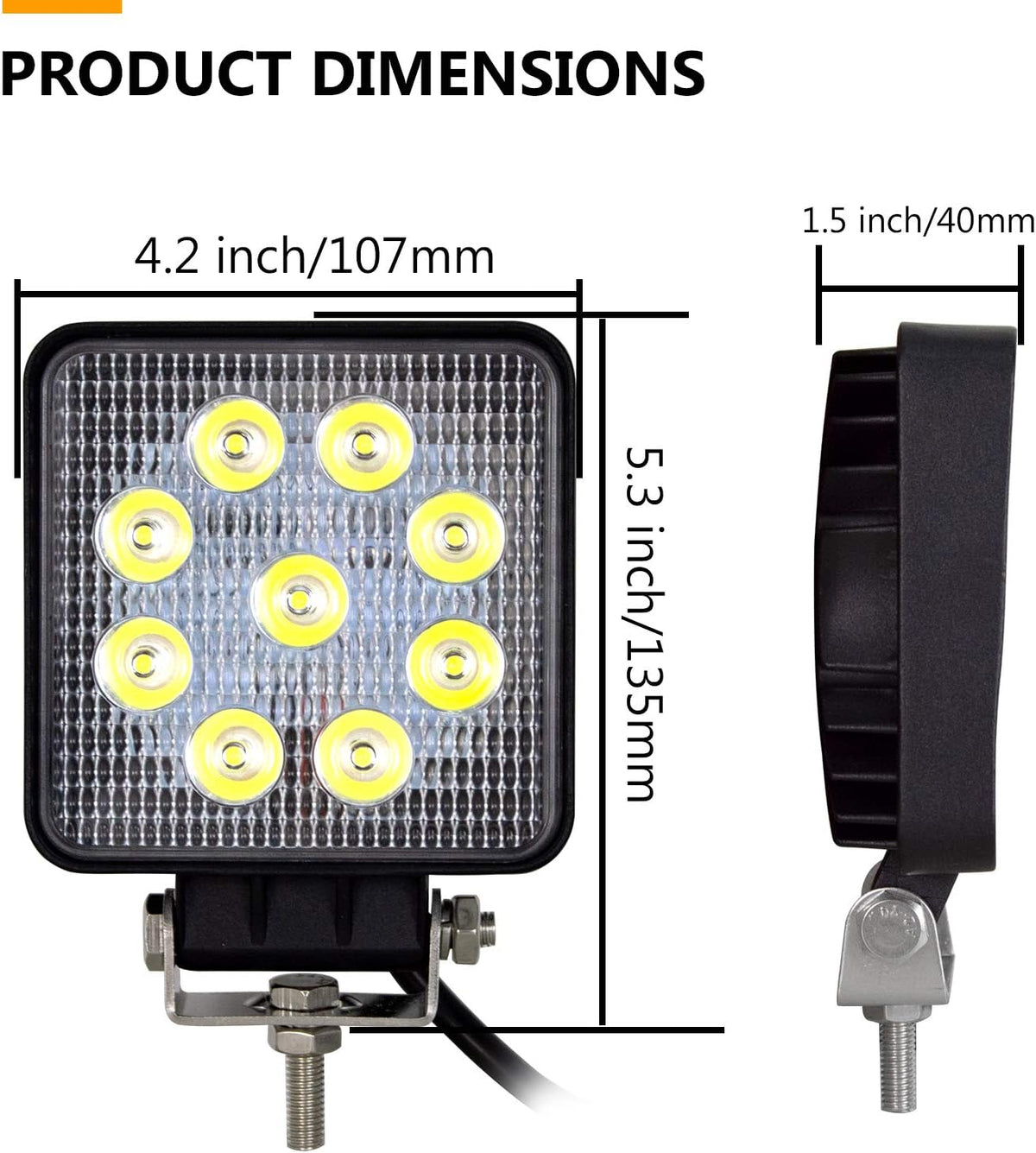 10 Pcs 4 inch 27W Flood LED Work Light Bar W133