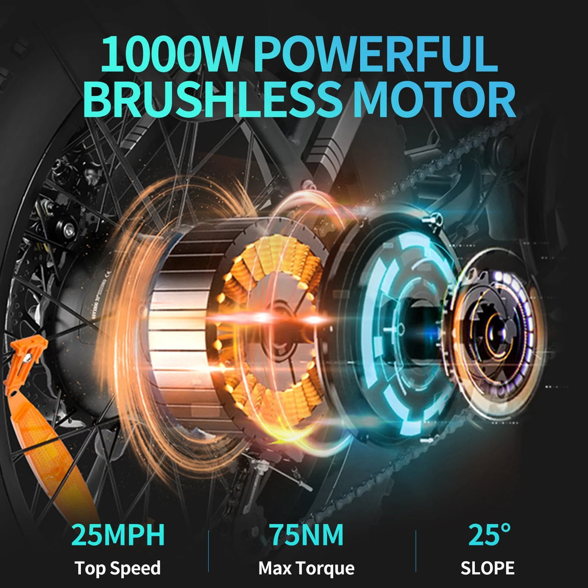 20 Fat Tire 1000W Electric Bike with 48V/20Ah Battery L375