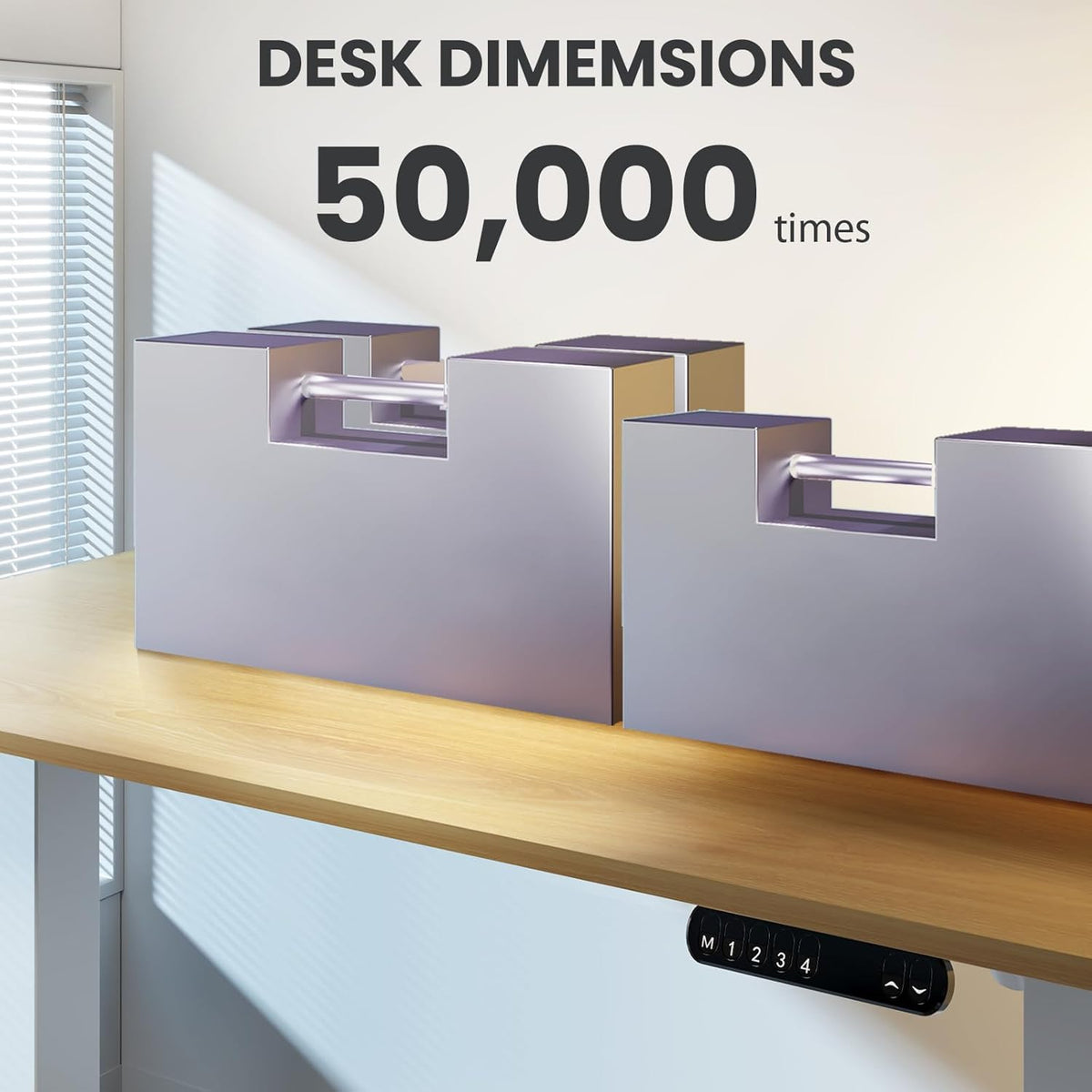 Electric Standing Desk 48 x 24 Inch Adjustable Height Desk with 4 Memory Presets (Maple) Q8728