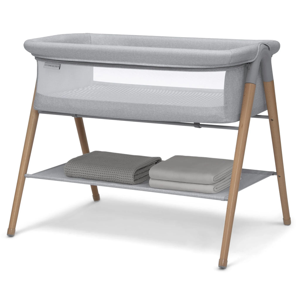 Grey Stripe Bassinet with Breathable Mesh C452983