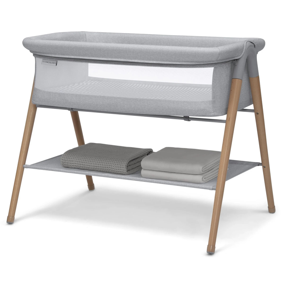 Grey Stripe Bassinet with Breathable Mesh C452983