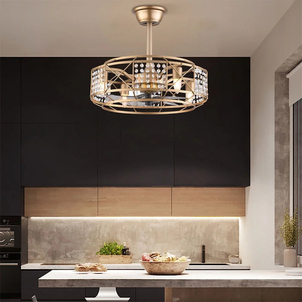 20" Crystal 4 Lights Ceiling Fan R65093