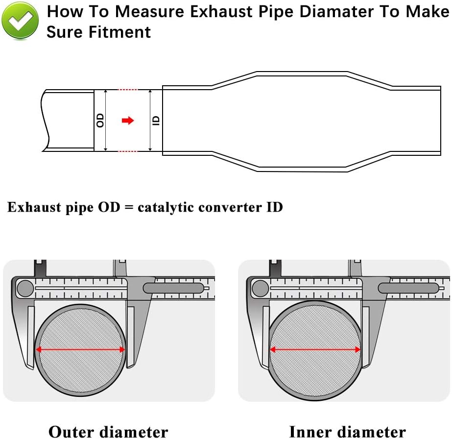 2.25" Inlet/Outlet Universal Catalytic Converter, High Flow Exhaust Pipe, Pack of 2 X36163