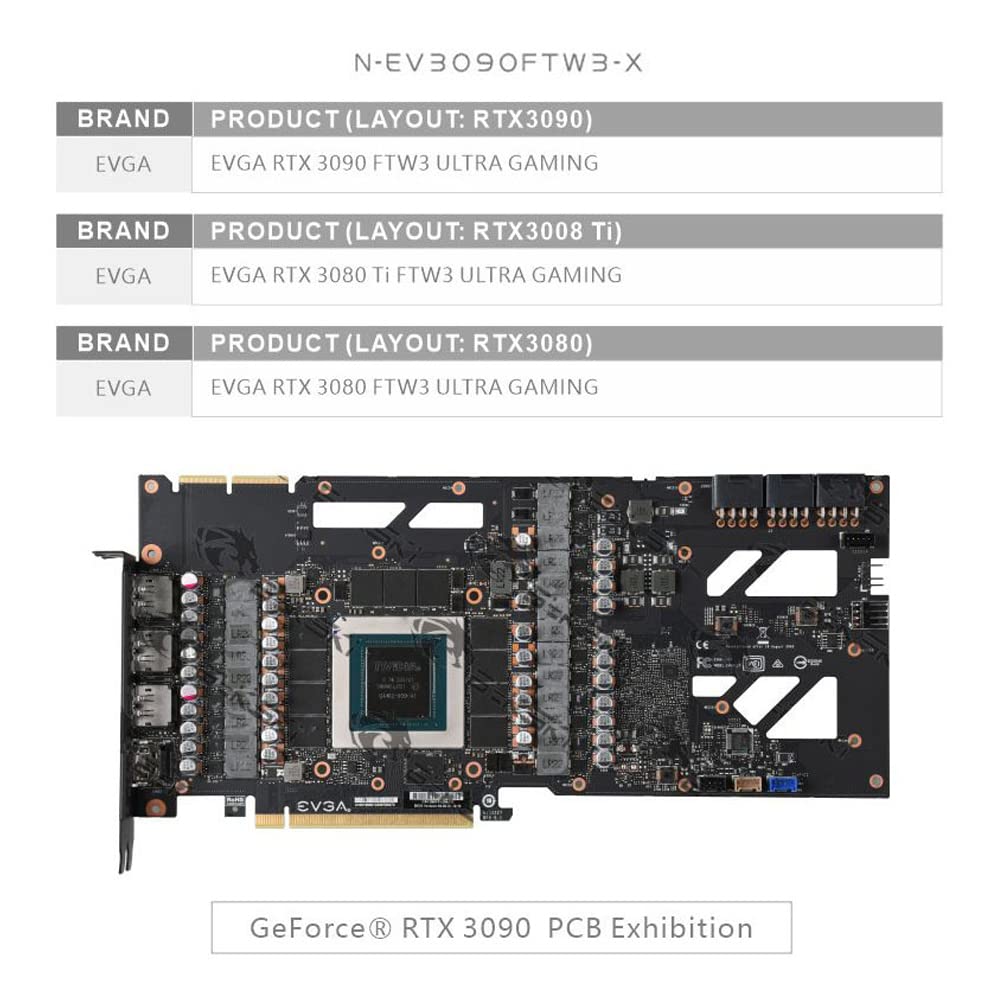 Copper Water Cooling GPU Water Block for RTX 3090 RTX 3080 E800