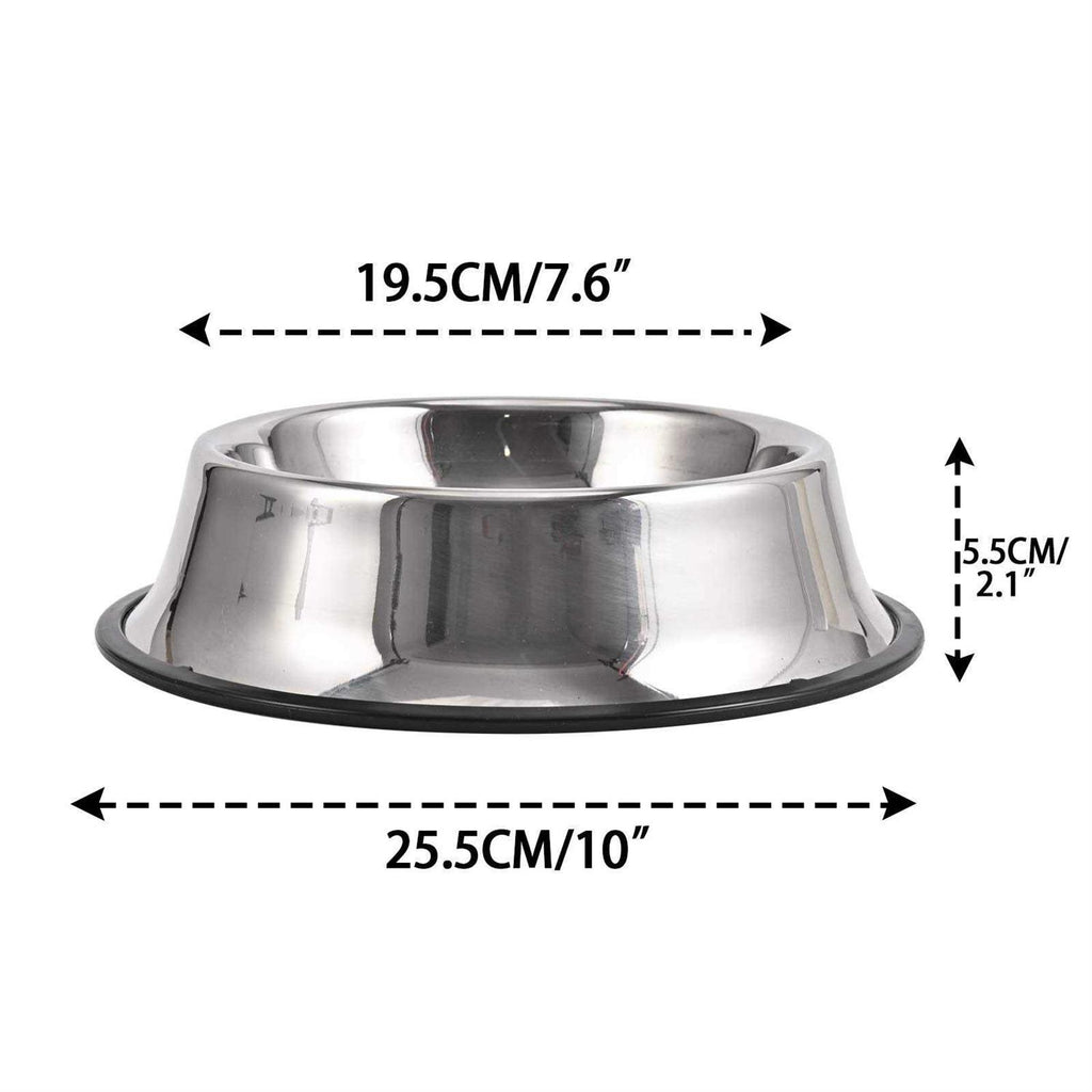 2 Packs Stainless Steel Dog Bowl with Anti-Skid Rubber Base A11994