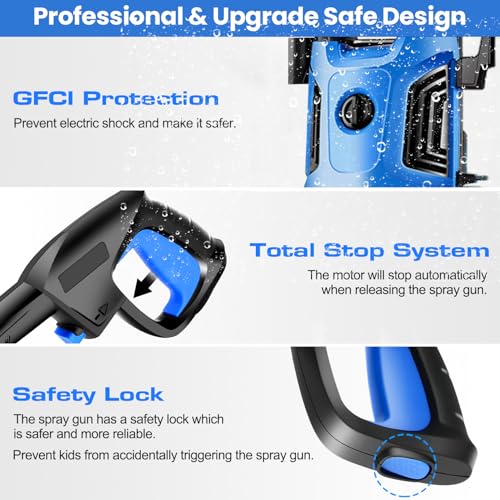 4800 PSI 4.0 GPM Electric Pressure Washer with 33ft Hose, 4 Nozzle and Foam Cannon, Blue I757176