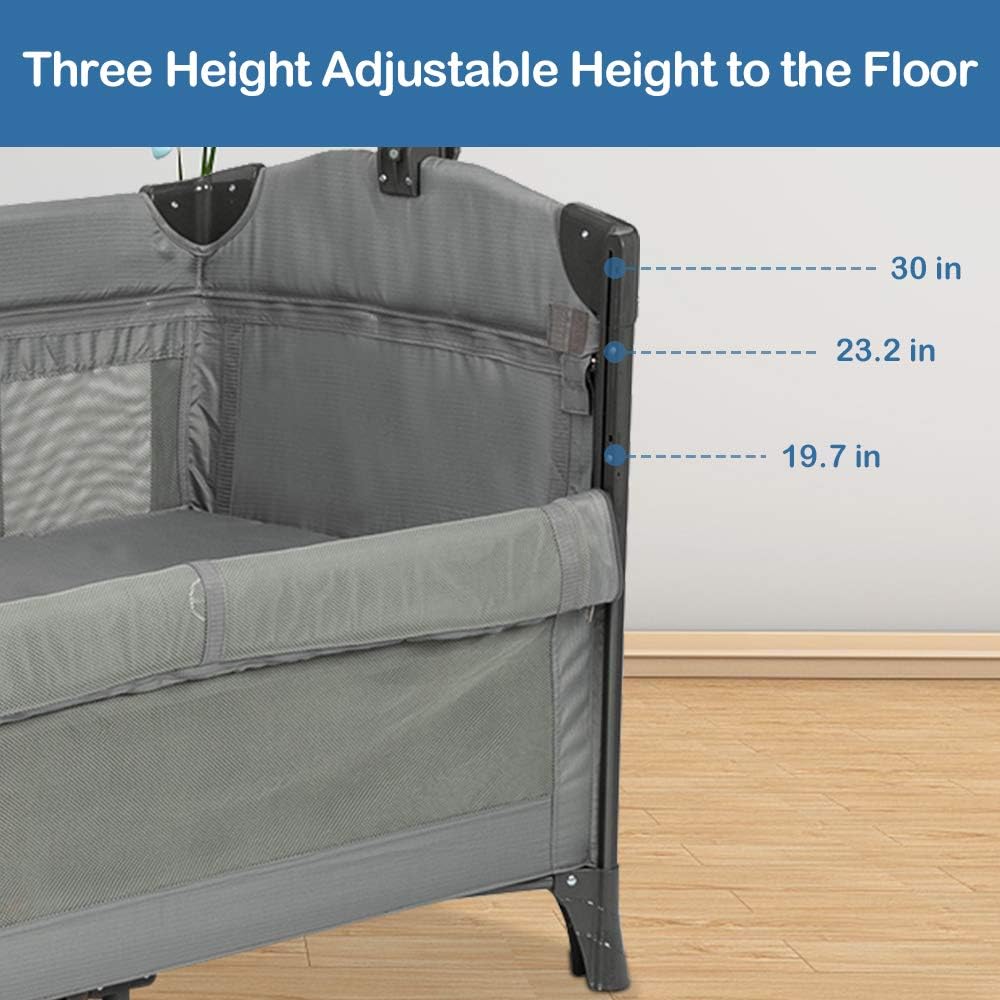 3 in 1 Baby Bedside Sleeper with Mattress and Carry Bag N552299