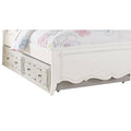 White Twin Size Wooden Trundle Bed with Caster Wheels J8585