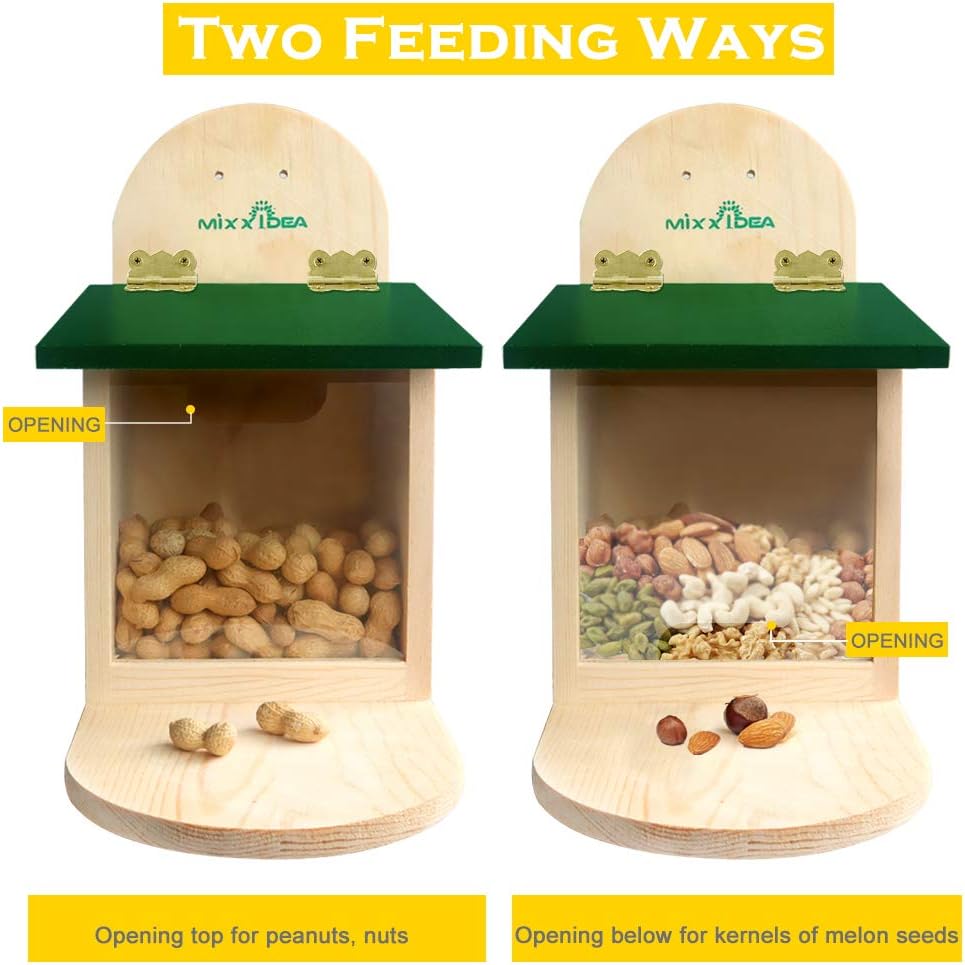 Wooden Squirrel Feeder Box with Umbrella I927