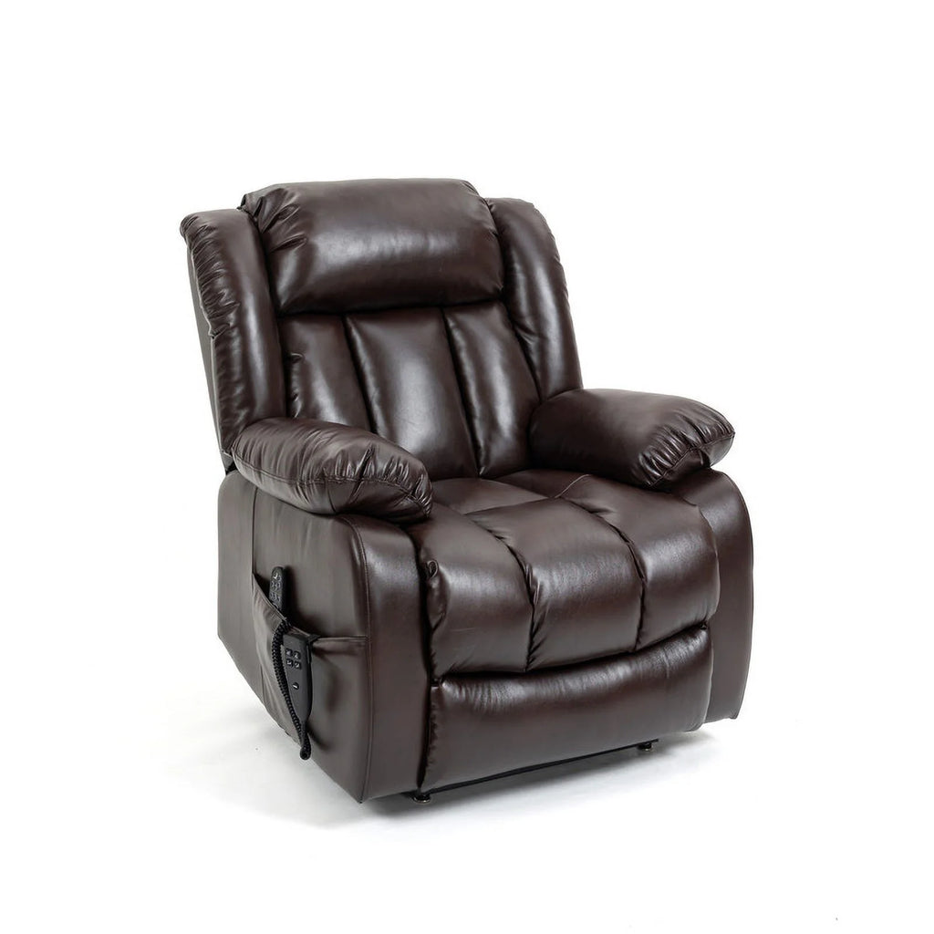Deep Brown Leather Power Lift Recliner Chair with 8-Point Vibration Massage Lumbar Heating L7915