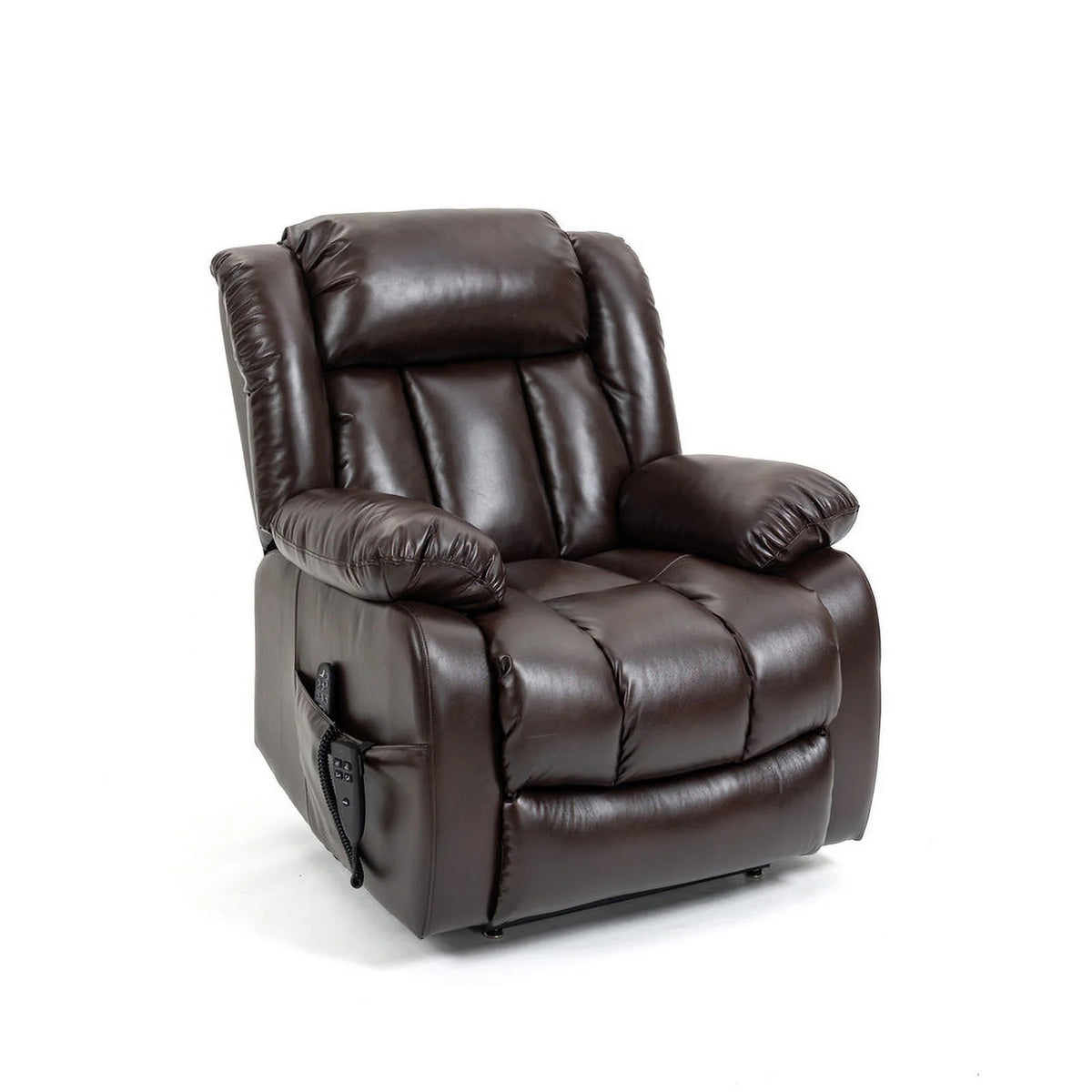 Deep Brown Leather Power Lift Recliner Chair with 8-Point Vibration Massage Lumbar Heating L7915