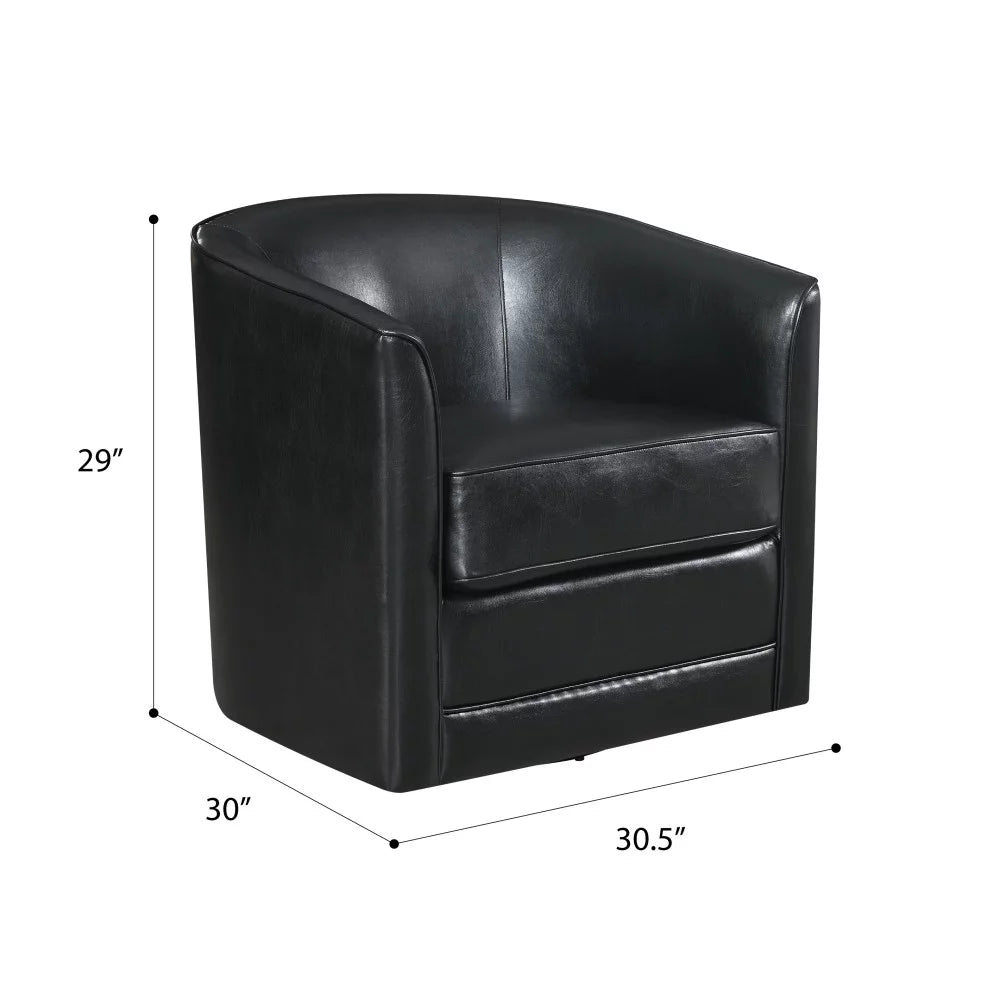 Black Faux Leather Swivel Accent Chair F764