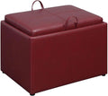 Burgundy Faux Leather Accent Storage Ottoman K53767